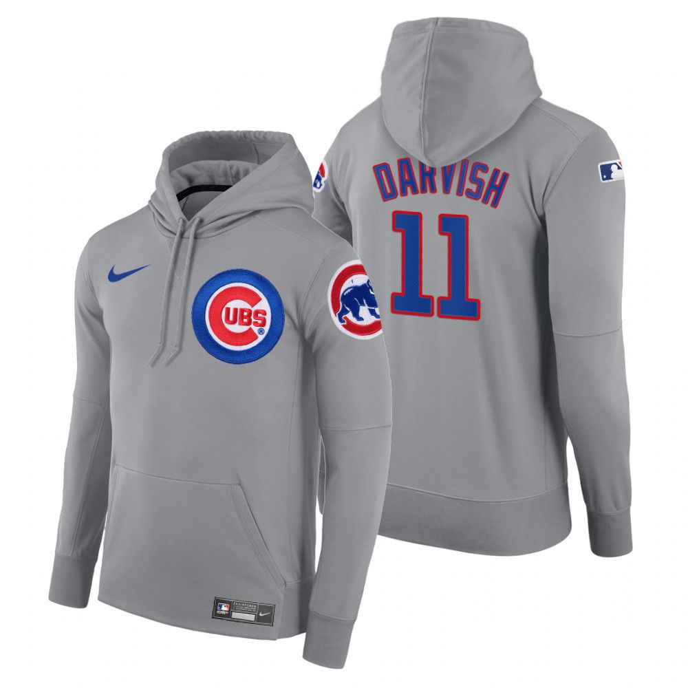 Men Chicago Cubs #11 Darvish gray road hoodie 2021 MLB Nike Jerseys->chicago cubs->MLB Jersey